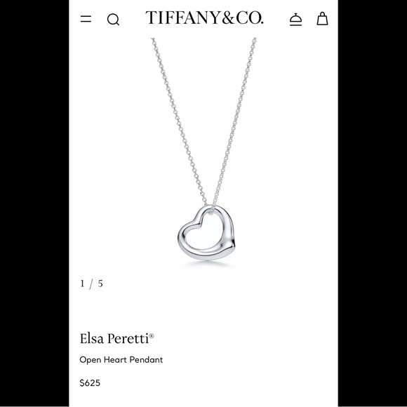 Tiffany & Co Elsa Peretti Heart necklace with pouch and bag! Sterling Silver - Picture 5 of 5